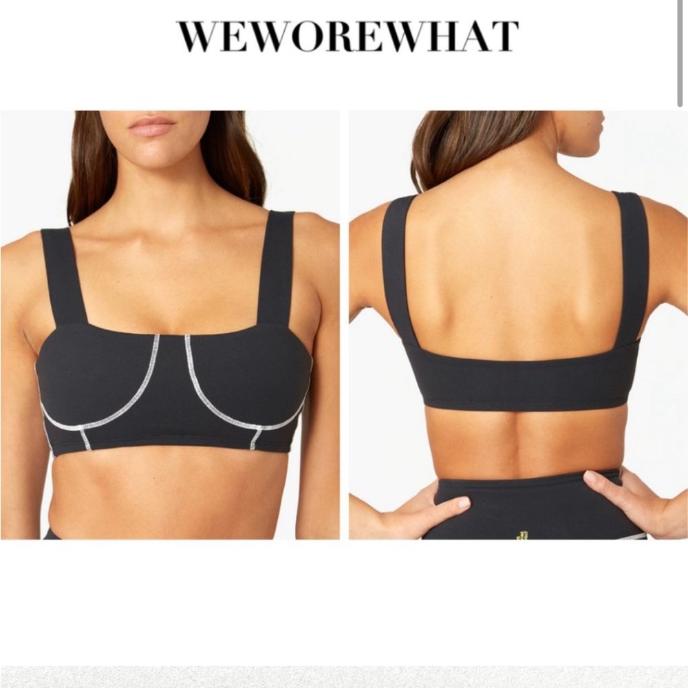 WeWoreWhat Black Crop Bralette with White Contrast Stitching